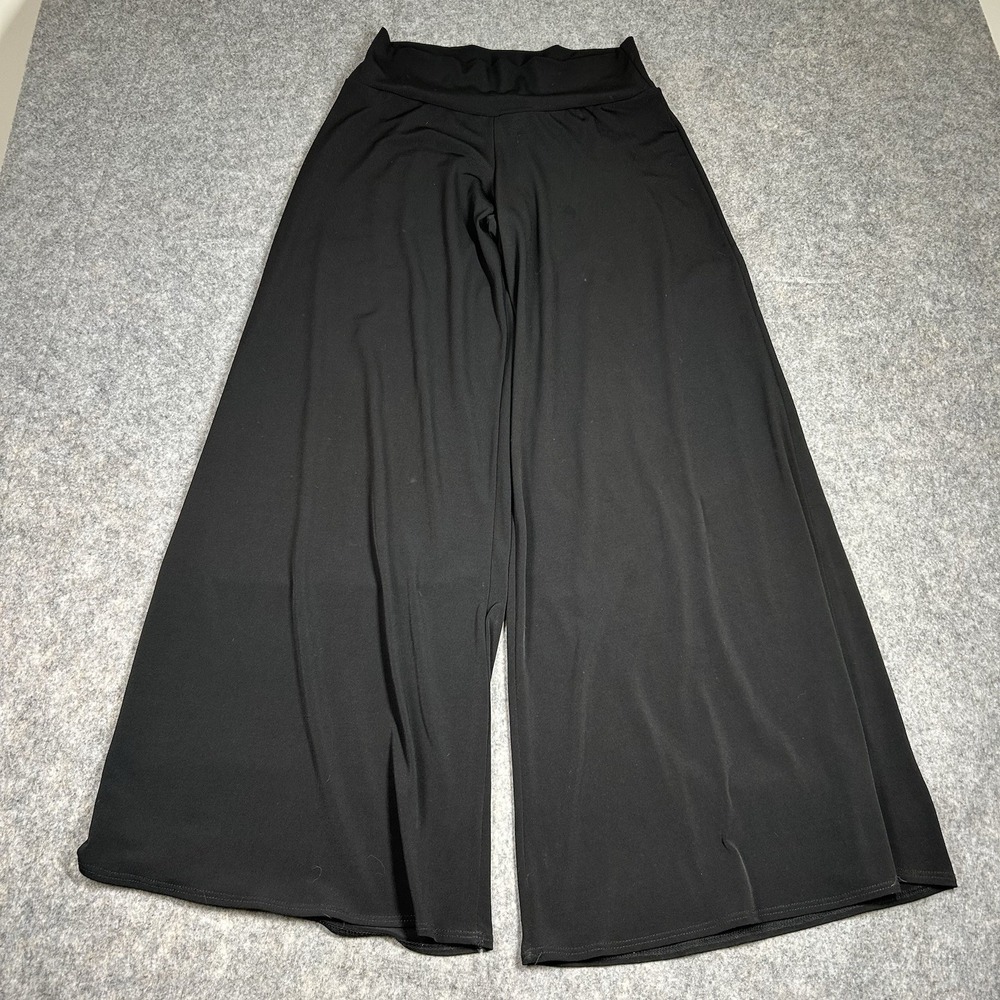Clara Sun Woo Signature Palazzo Pant Womens Large Black Carter Wide Leg